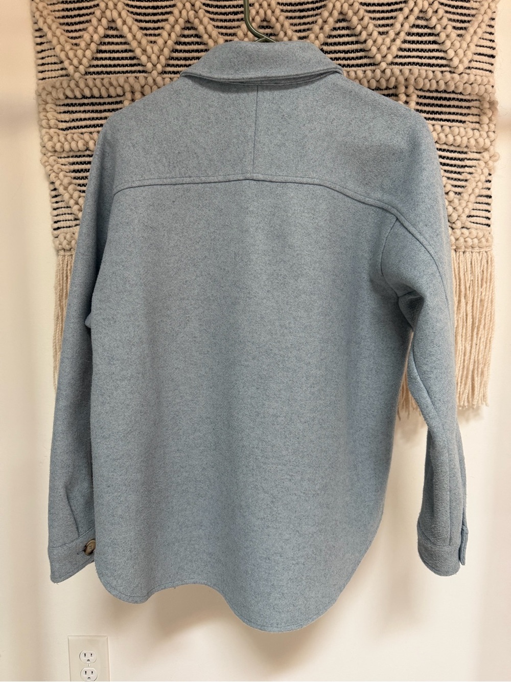 Light Blue Button-Front Wool Jacket - Picture 2 of 16